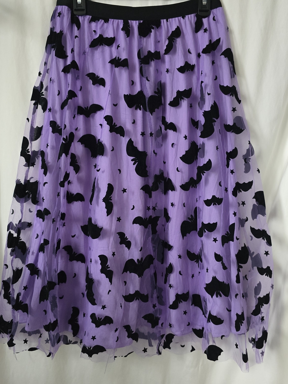 Chicwish Purple Tulle Skirt with Black Velvet Bat Print Halloween Gothic